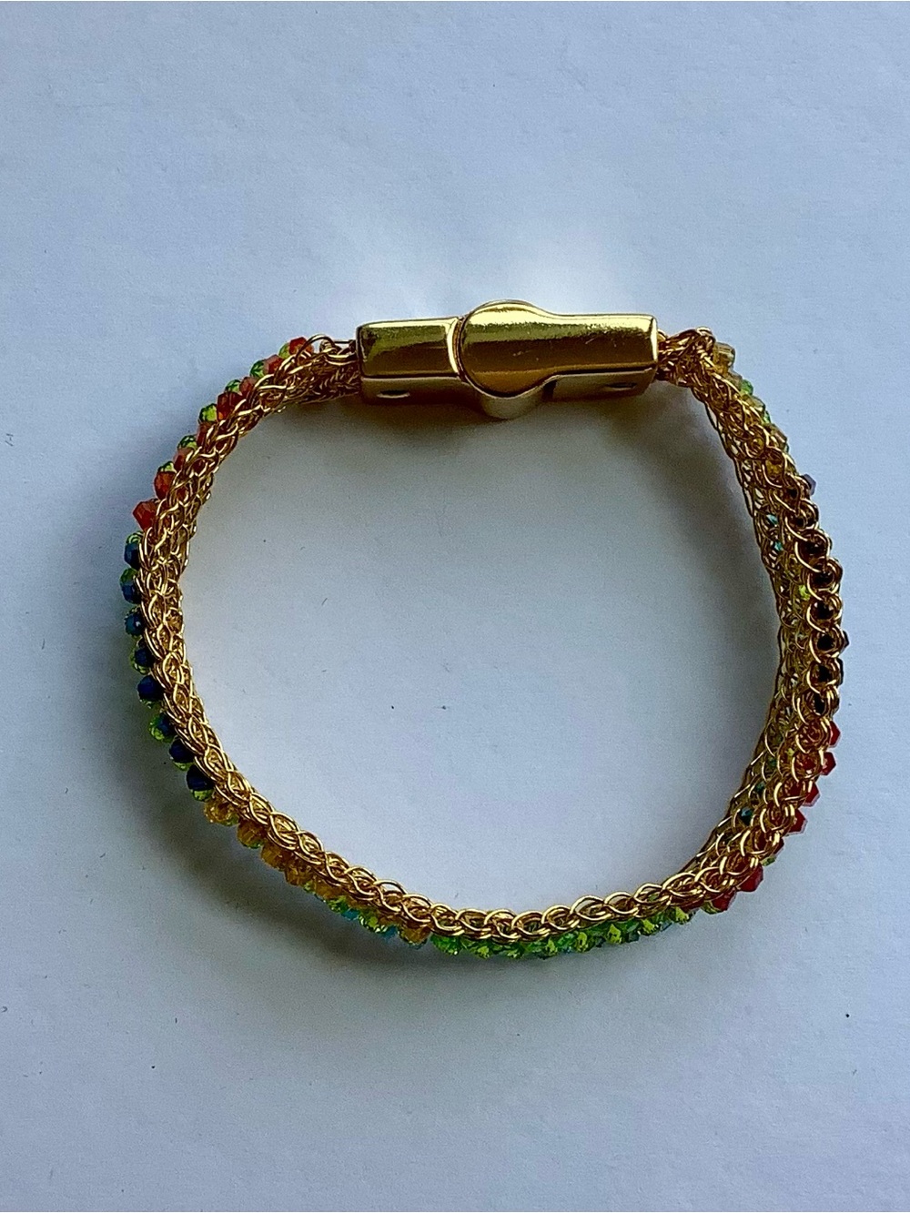 Frances Valentine Gold Bracelet with Blue, Green, Orange, and Yellow Beads - Picture 3 of 7